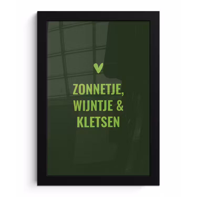 Donkergroen - Quote - Zon - Zomer fotolijst zwart zonder passe partout klein -3d