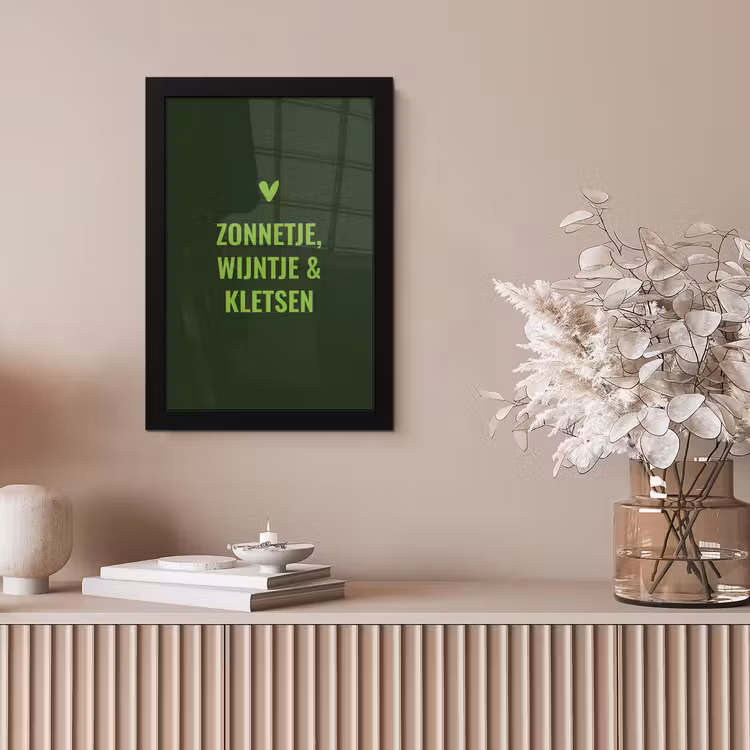Donkergroen - Quote - Zon - Zomer fotolijst zwart zonder passe partout klein -sfeer5