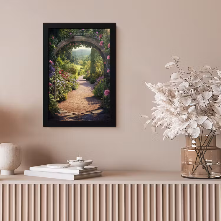 Doorkijk - Bloemen - Natuur - Rozenboog fotolijst zwart zonder passe partout klein -sfeer5