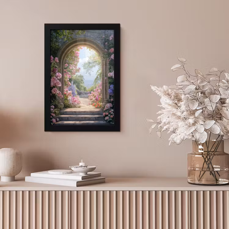 Doorkijk - Rozen - Vintage - Bloemen fotolijst zwart zonder passe partout klein -sfeer5