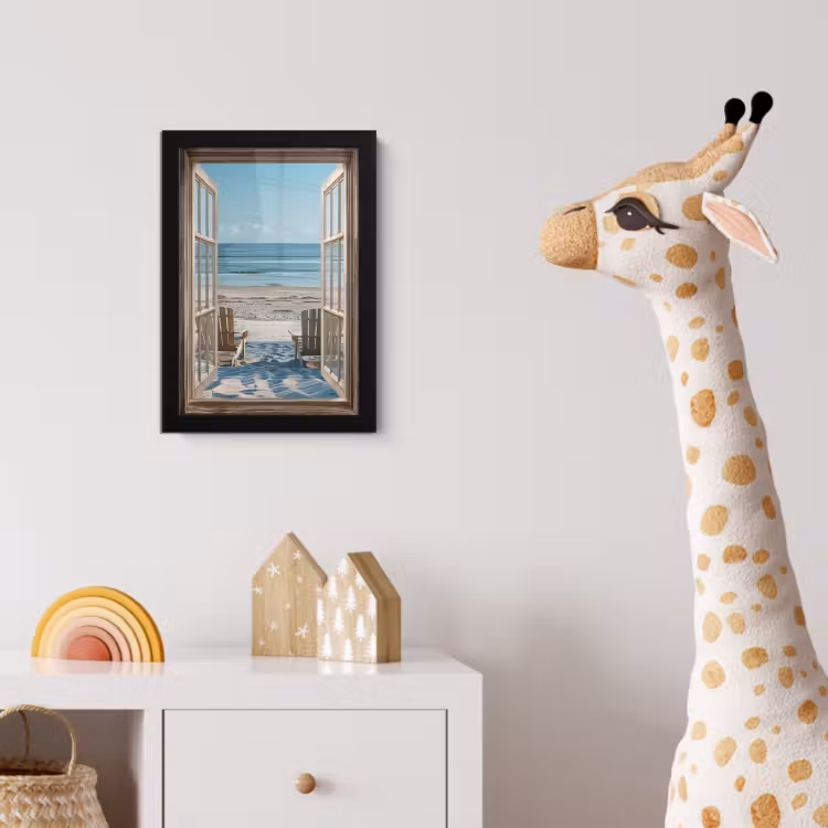 Doorkijk - Strandstoelen - Duinen - Zee - Natuur fotolijst zwart zonder passe partout klein -usfeer4_kinderkamer