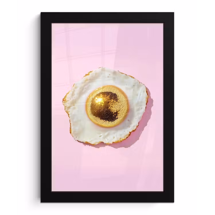 Ei - Disco - Ontbijt - Glitter fotolijst zwart zonder passe partout klein -3d