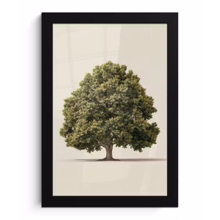 Eikenboom - Groen - Lichte achtergrond fotolijst zwart zonder passe partout klein -3d