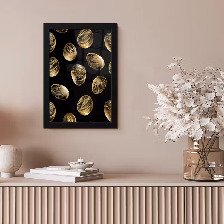 Eieren - Goud - Patroon fotolijst zwart zonder passe partout klein -sfeer5