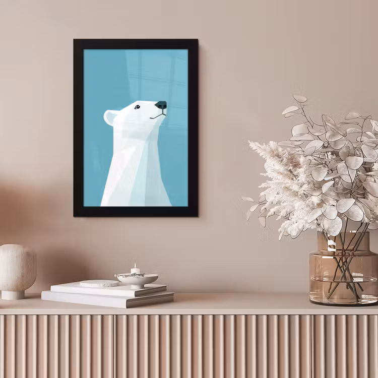 Ijsbeer - Lichtblauw - Minimalistisch fotolijst zwart zonder passe partout klein -sfeer5