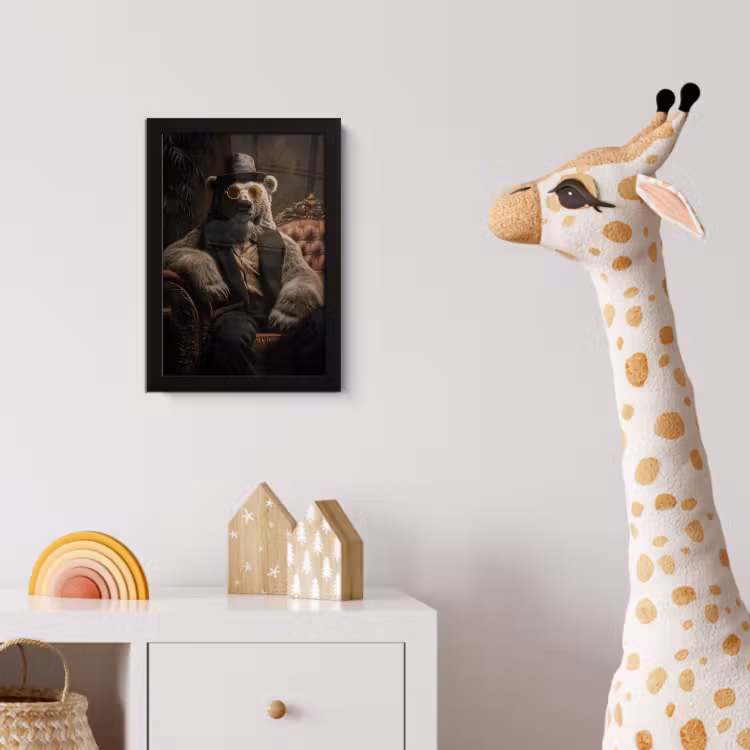 Ijsbeer - Hoed - Bril - Stoel fotolijst zwart zonder passe partout klein -usfeer4_kinderkamer
