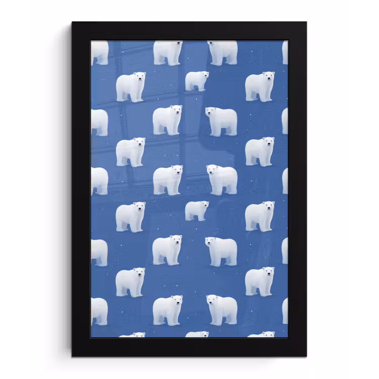 IJsbeer - Patroon - Blauw fotolijst zwart zonder passe partout klein 224 -3d