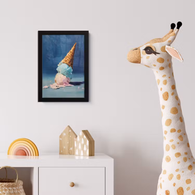 Ijshoorn - Bolletjes - Smelt - Roze fotolijst zwart zonder passe partout klein -usfeer4_kinderkamer