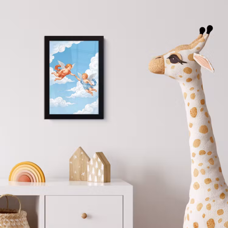 Engel - Vliegend - Klassiek - Blauw fotolijst zwart zonder passe partout klein -usfeer4_kinderkamer