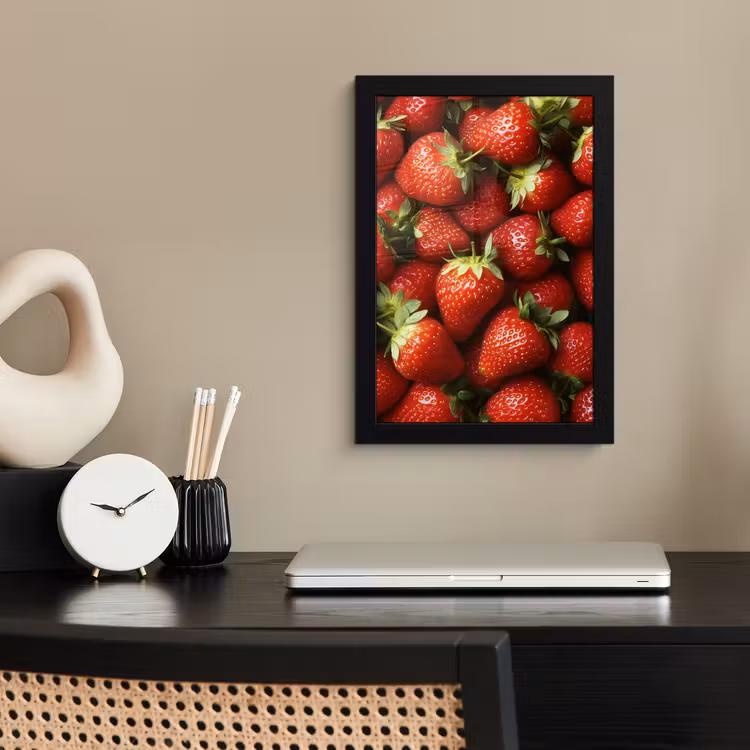 Aardbei - Fruit - Rood fotolijst zwart zonder passe partout klein -sfeer1