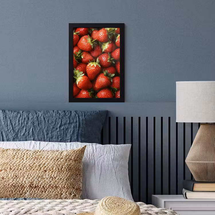 Aardbei - Fruit - Rood fotolijst zwart zonder passe partout klein -sfeer3