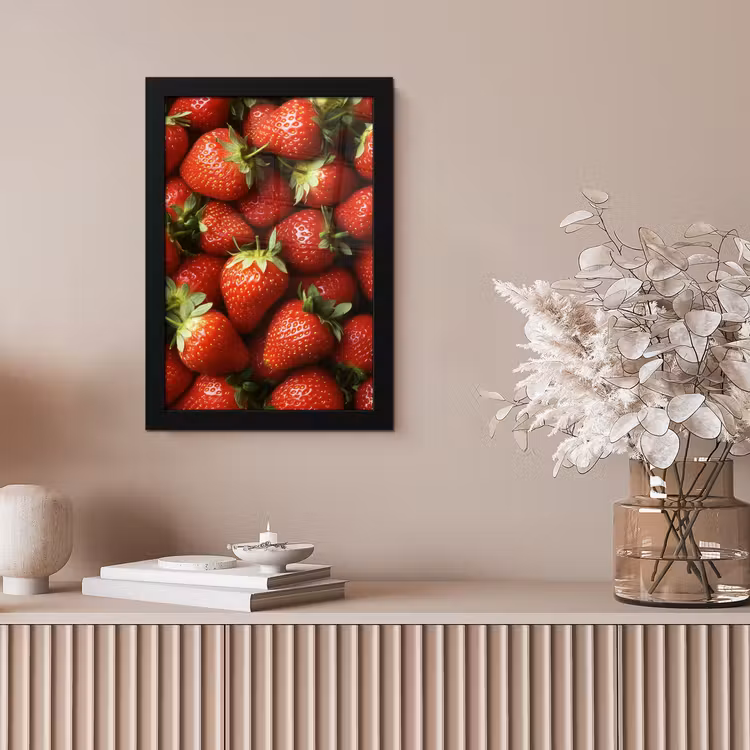 Aardbei - Fruit - Rood fotolijst zwart zonder passe partout klein -sfeer5