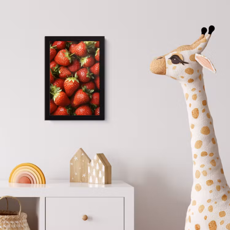 Aardbei - Fruit - Rood fotolijst zwart zonder passe partout klein -usfeer4_kinderkamer