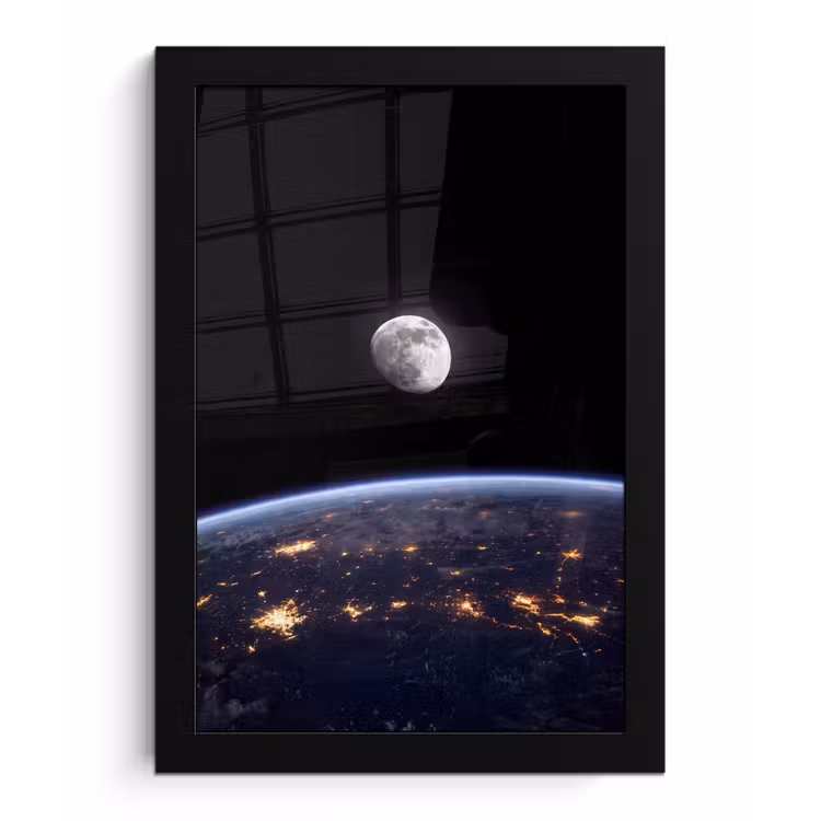 Bilder mit Rahmen - Erde – Nacht – Weltraum - Aarde - Nacht - Ruimte fotolijst zwart zonder passe partout klein