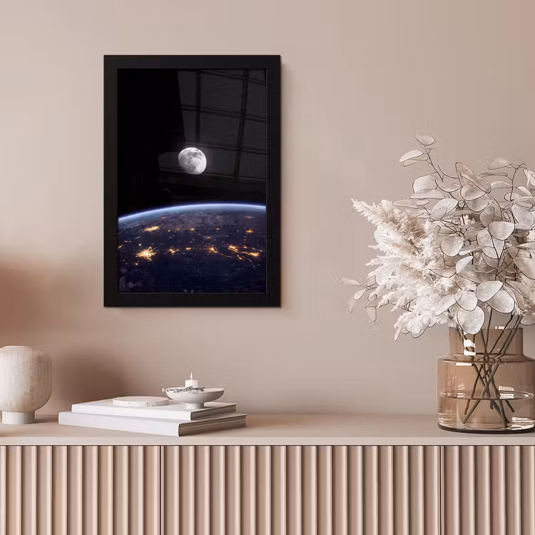 Bilder mit Rahmen - Erde – Nacht – Weltraum - Aarde - Nacht - Ruimte fotolijst zwart zonder passe partout klein