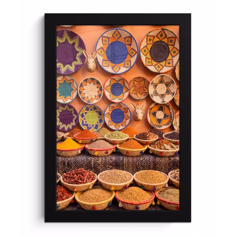 Bilder mit Rahmen - Essen – Farbenfroh – Kultur - Eten - Kleurrijk - Cultuur fotolijst zwart zonder passe partout klein