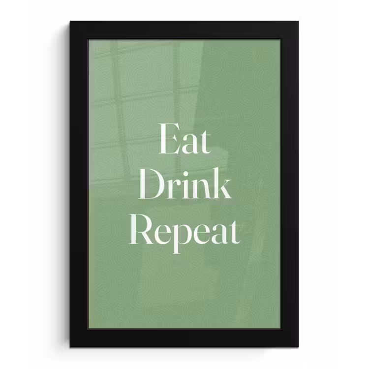Eten - Drinken - Tekst - Mintgroen fotolijst zwart zonder passe partout klein -3d