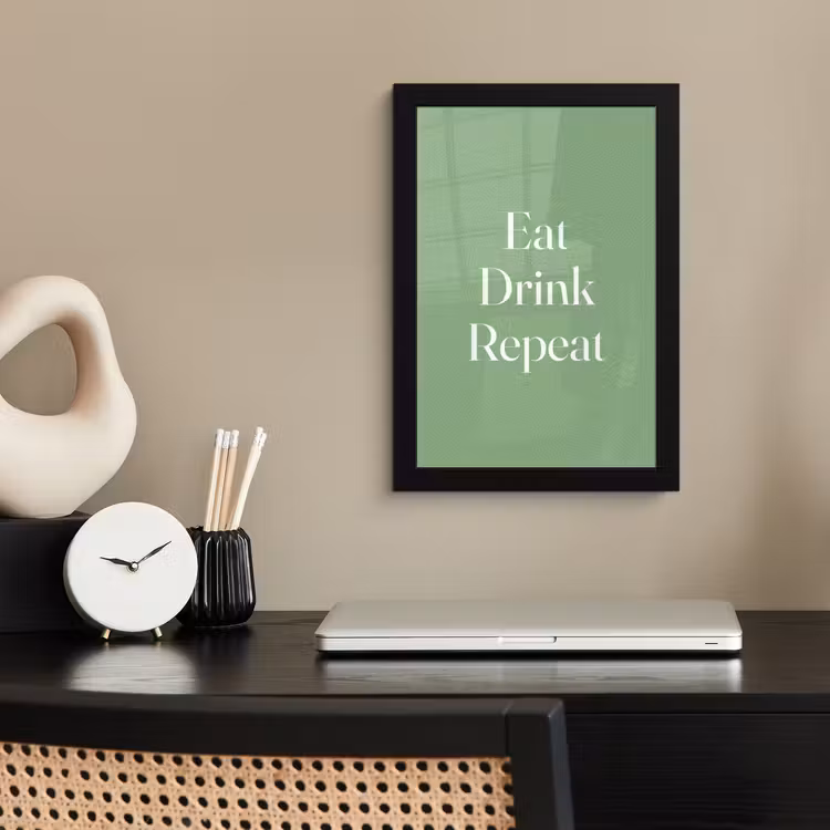 Eten - Drinken - Tekst - Mintgroen fotolijst zwart zonder passe partout klein -sfeer1