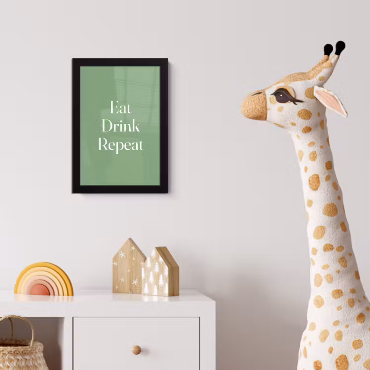 Eten - Drinken - Tekst - Mintgroen fotolijst zwart zonder passe partout klein -usfeer4_kinderkamer