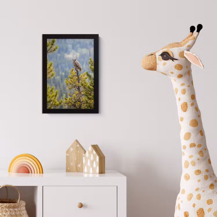 Uil - Oehoe - Bomen - Natuur fotolijst zwart zonder passe partout klein -usfeer4_kinderkamer