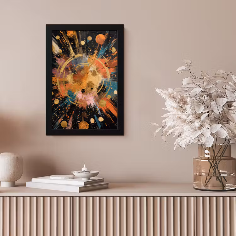 Explosie - Verfstructuur - Goud - Abstract fotolijst zwart zonder passe partout klein -sfeer5
