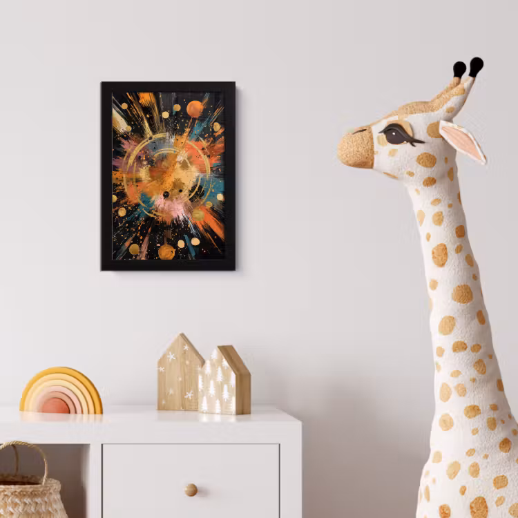 Explosie - Verfstructuur - Goud - Abstract fotolijst zwart zonder passe partout klein -usfeer4_kinderkamer