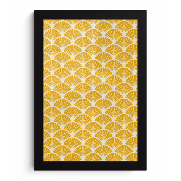 Waaiers - Art Deco - Retro - Okergeel fotolijst zwart zonder passe partout klein 224 -3d