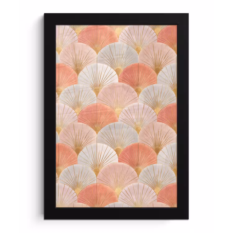 Waaiers - Goud - Roze fotolijst zwart zonder passe partout klein 224 -3d