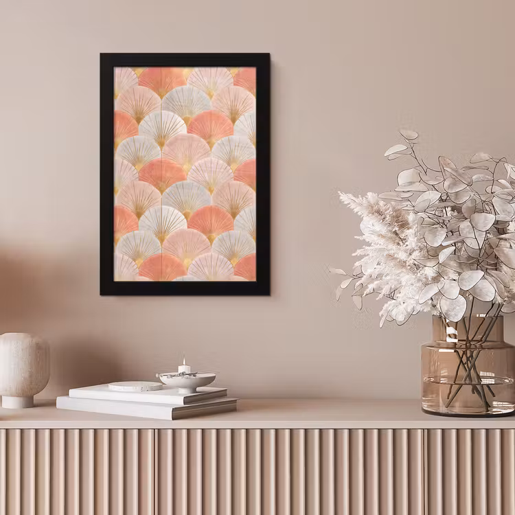 Waaiers - Goud - Roze fotolijst zwart zonder passe partout klein 224 -sfeer5