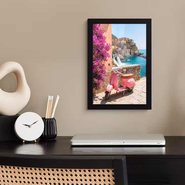 Voertuig - Roze - Kust - Zomer - Reizen fotolijst zwart zonder passe partout klein -sfeer1