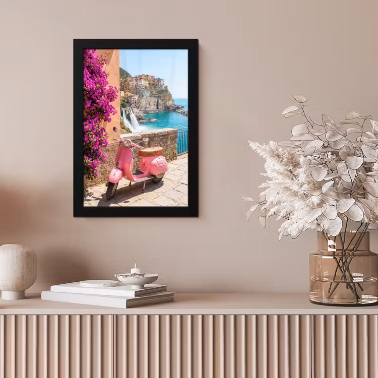 Voertuig - Roze - Kust - Zomer - Reizen fotolijst zwart zonder passe partout klein -sfeer5