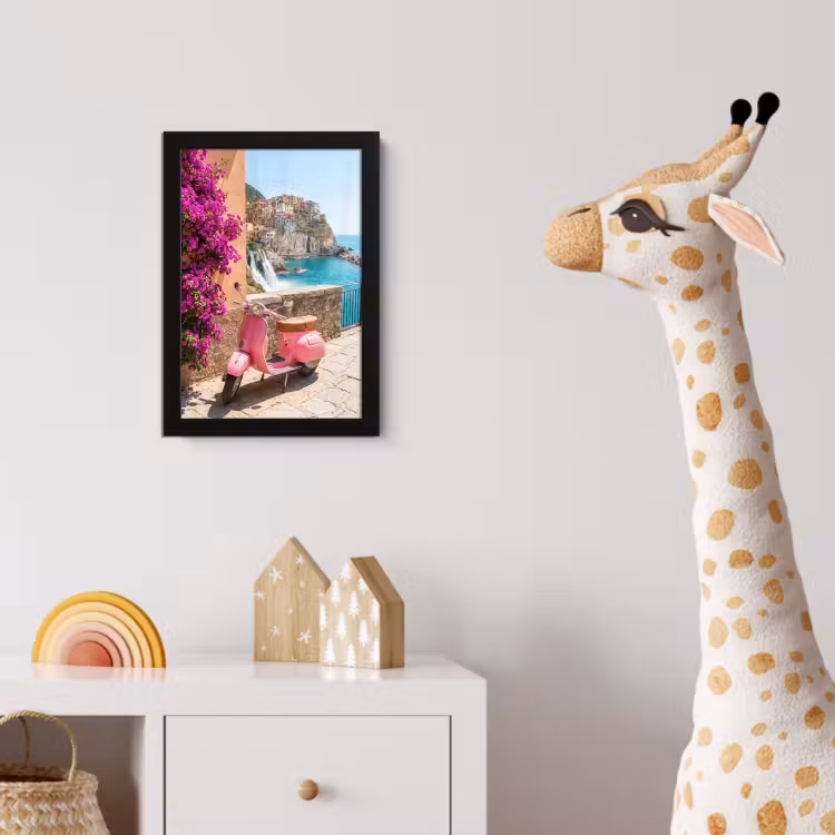 Voertuig - Roze - Kust - Zomer - Reizen fotolijst zwart zonder passe partout klein -usfeer4_kinderkamer