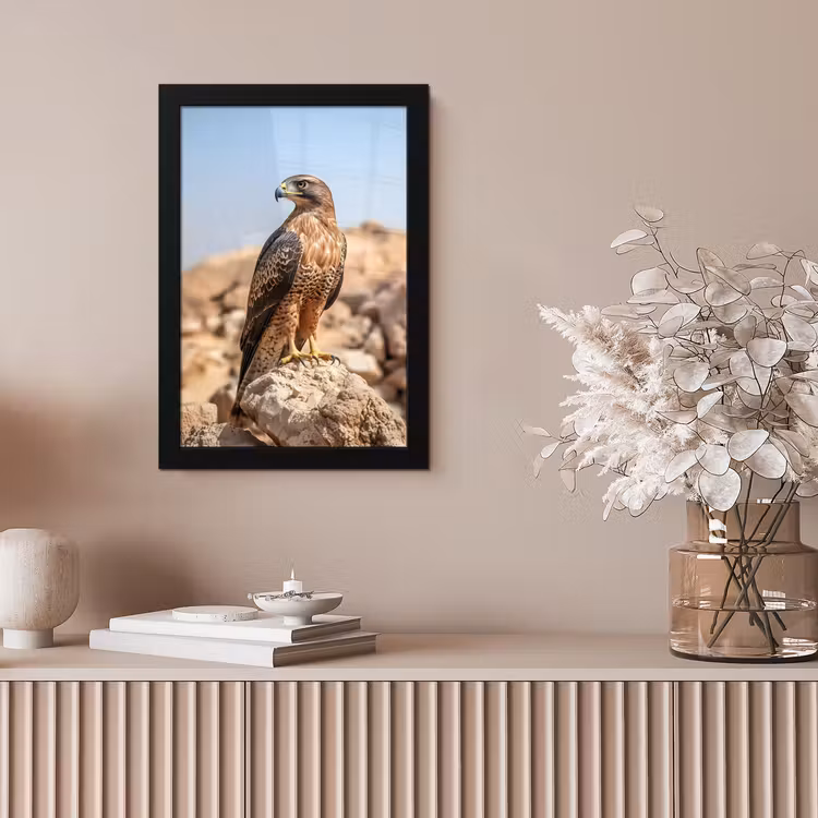 Valk - Vogel - Rots - Macht fotolijst zwart zonder passe partout klein -sfeer5
