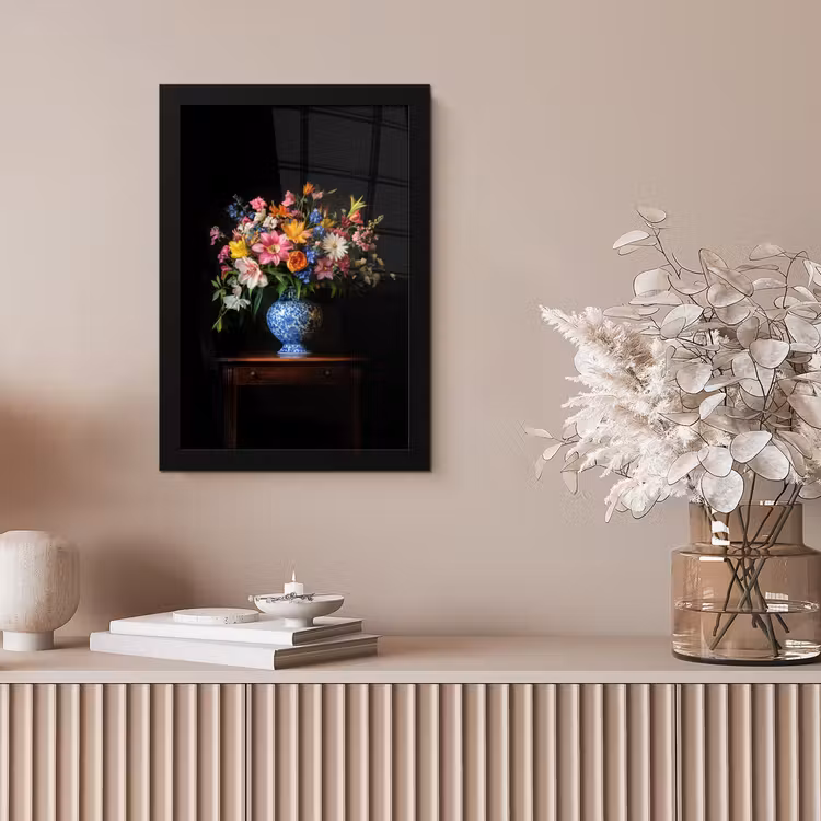 Kleur - Vaas - Bloemen - Boeket fotolijst zwart zonder passe partout klein -sfeer5