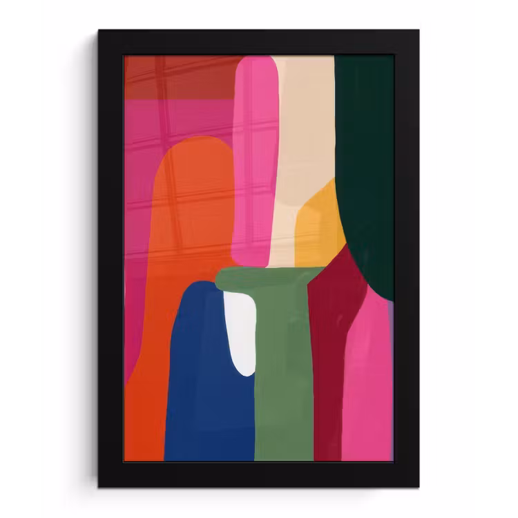 Kleurvakken - Recht - Rond - Abstract fotolijst zwart zonder passe partout klein -3d