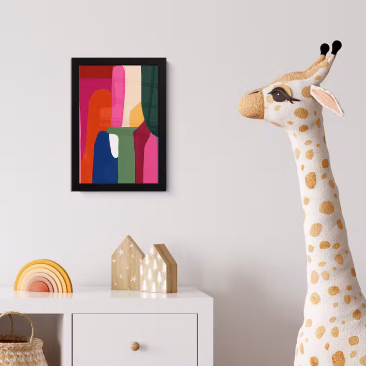 Kleurvakken - Recht - Rond - Abstract fotolijst zwart zonder passe partout klein -usfeer4_kinderkamer