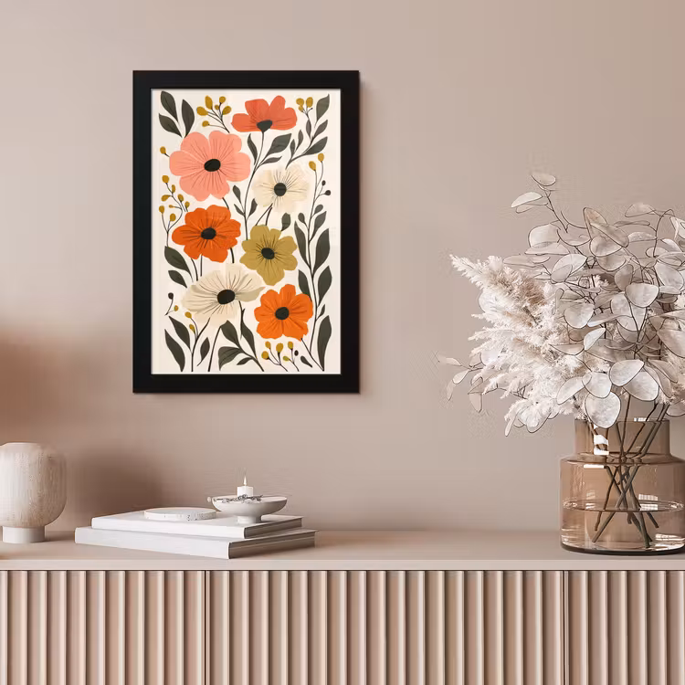 Veldbloemen - Stengels - Blaadjes - Groen fotolijst zwart zonder passe partout klein -sfeer5