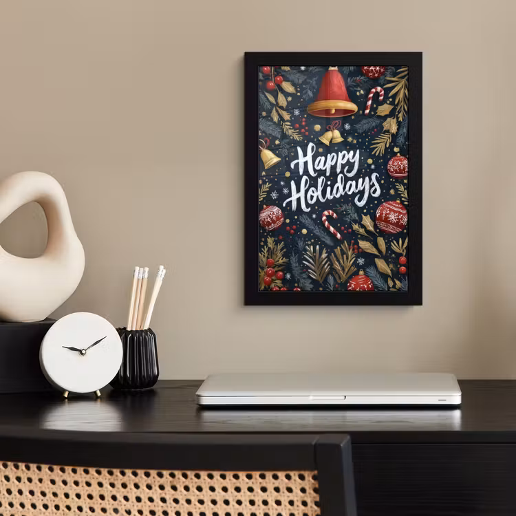 Feestelijk - Kerstgroet - Kleurrijk fotolijst zwart zonder passe partout klein -sfeer1