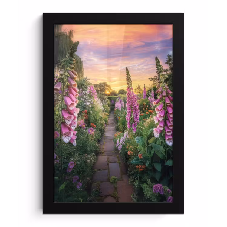 Vingerhoedskruid - Bloemen - Tuin fotolijst zwart zonder passe partout klein -3d
