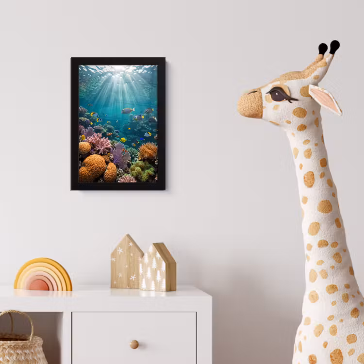 Vis - Koraal - Oceaan - Natuur - Kleurrijk fotolijst zwart zonder passe partout klein -usfeer4_kinderkamer