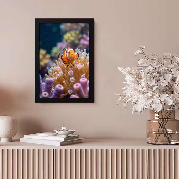 Vis - Koraal - Onderwater - Oranje - Dieren fotolijst zwart zonder passe partout klein -sfeer5