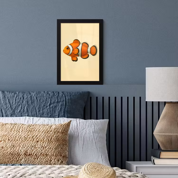 Vis - Oranje - Strepen fotolijst zwart zonder passe partout klein -sfeer3