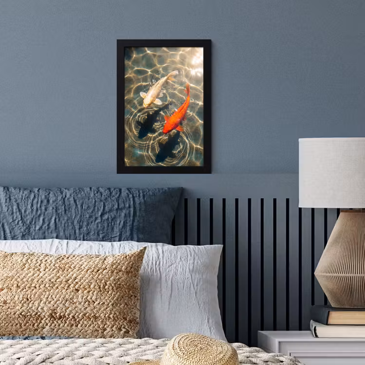 Vis - Water - Dieren - Oranje - Goud fotolijst zwart zonder passe partout klein -sfeer3