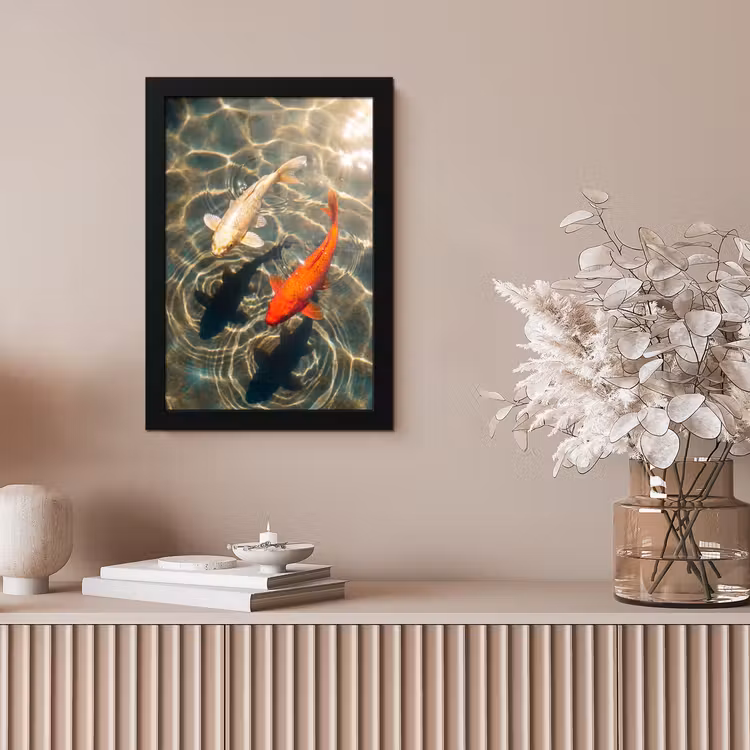 Vis - Water - Dieren - Oranje - Goud fotolijst zwart zonder passe partout klein -sfeer5