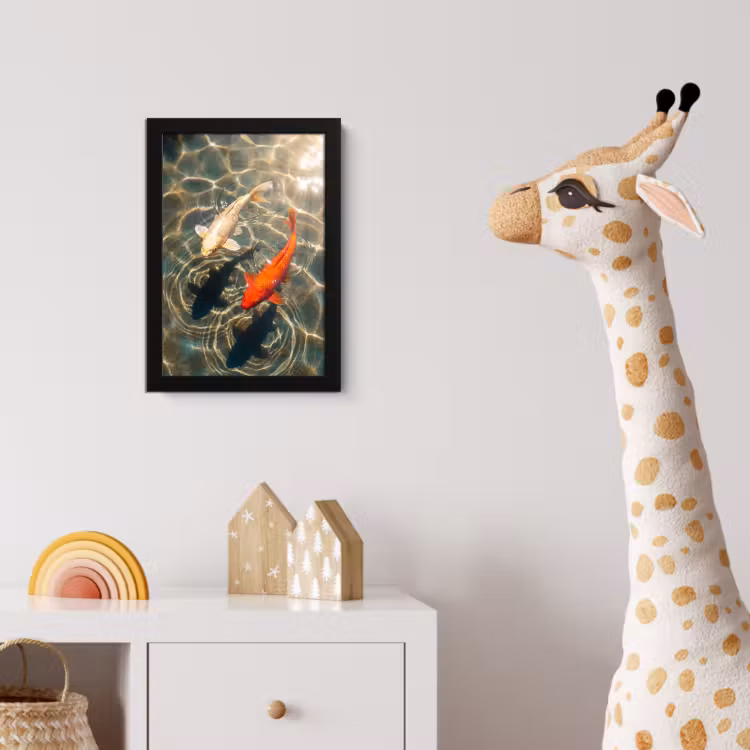 Vis - Water - Dieren - Oranje - Goud fotolijst zwart zonder passe partout klein -usfeer4_kinderkamer