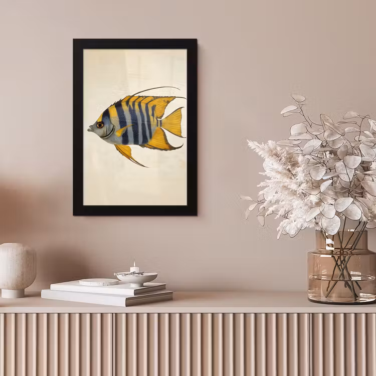 Vis - Sierlijk - Vinnen - Illustratie fotolijst zwart zonder passe partout klein -sfeer5