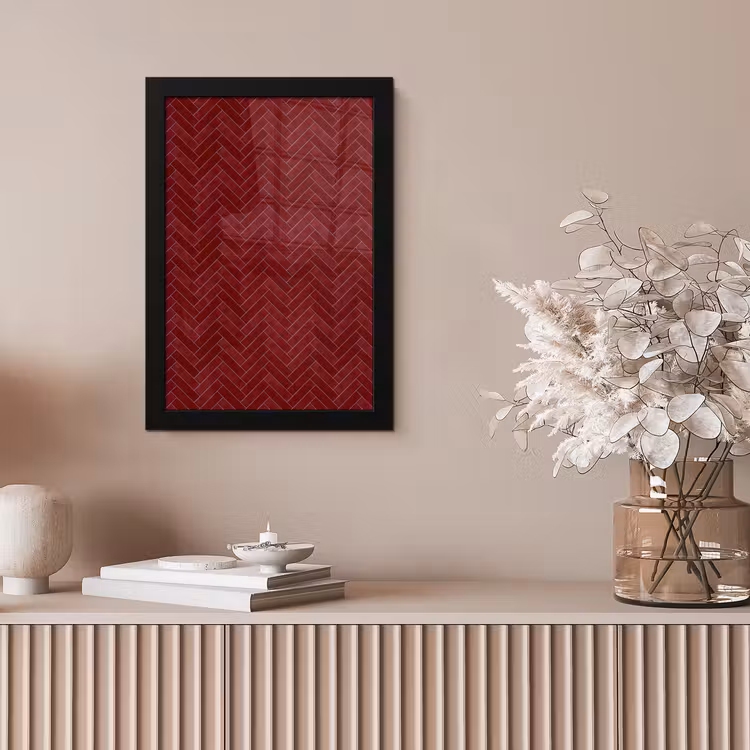 Visgraat - Wandtegel - Bordeaux - Rood fotolijst zwart zonder passe partout klein 224 -sfeer5