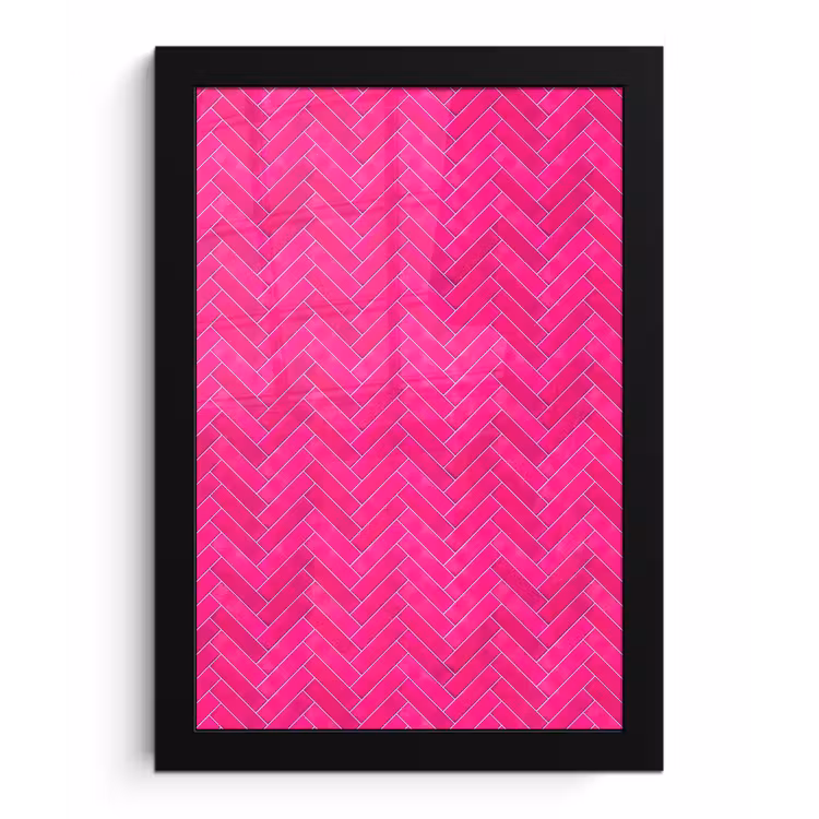 Visgraat - Wandtegel - Fuchsia - Roze fotolijst zwart zonder passe partout klein 224 -3d