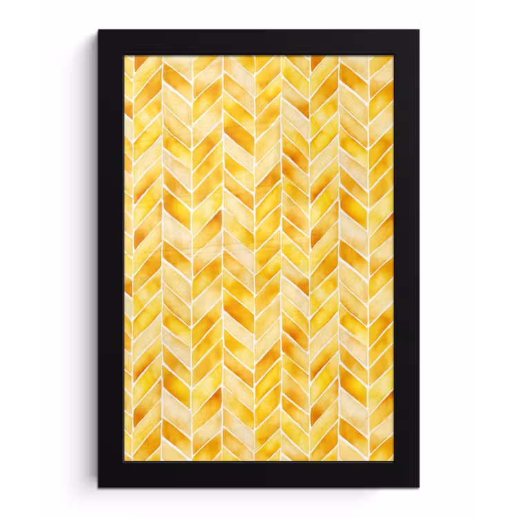 Visgraat - Aquarel - Patronen - Goudgeel fotolijst zwart zonder passe partout klein 224 -3d
