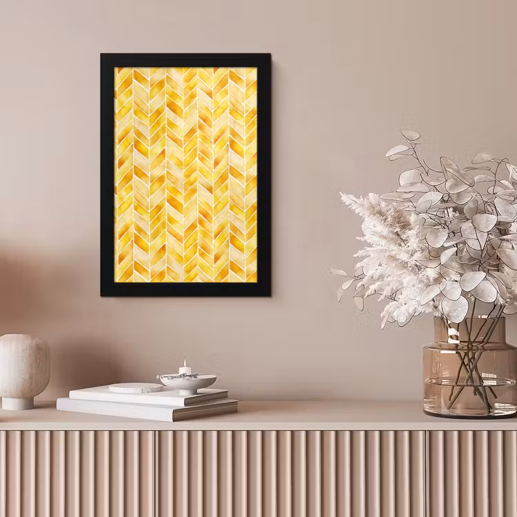 Visgraat - Aquarel - Patronen - Goudgeel fotolijst zwart zonder passe partout klein 224 -sfeer5